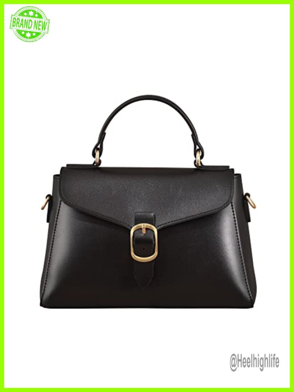 Vegan Leather Satchel Bag Flap Top Handle Retro Handbag Detachable Clutch